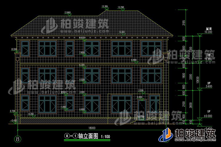 背立面图